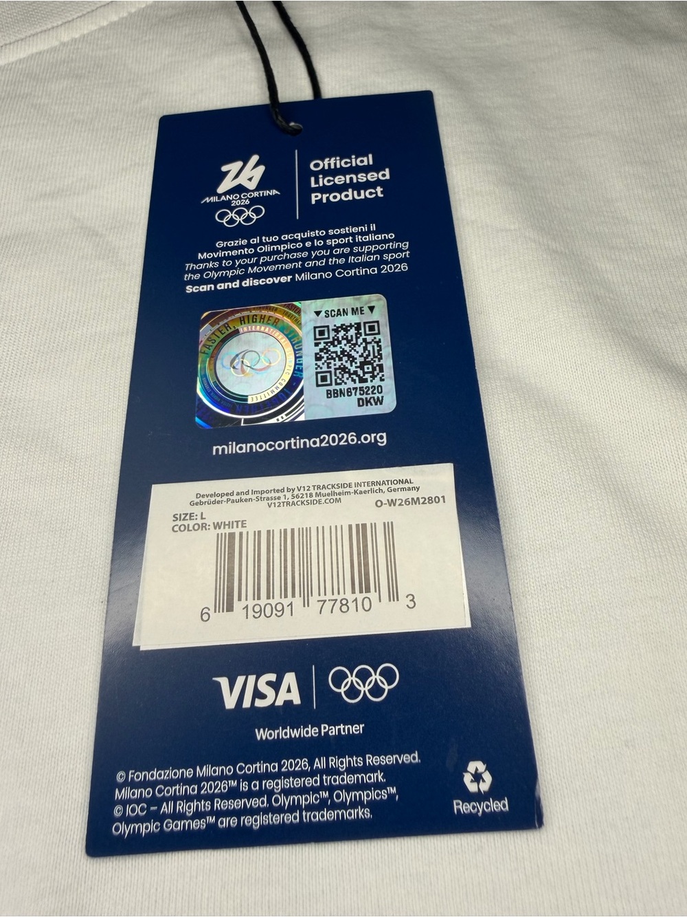 Milano Cortina 2026 White Logo Short Sleeve T-Shirt - Picture 10 of 11